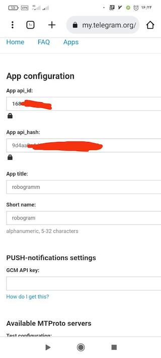 دریافت api id و api hash تلگرام: - ویرگول