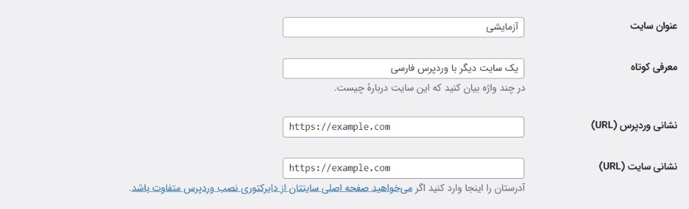 نشانی وردپرس و نشانی سایت