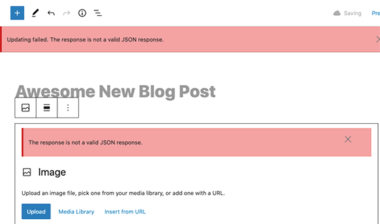 The response is not a valid JSON response