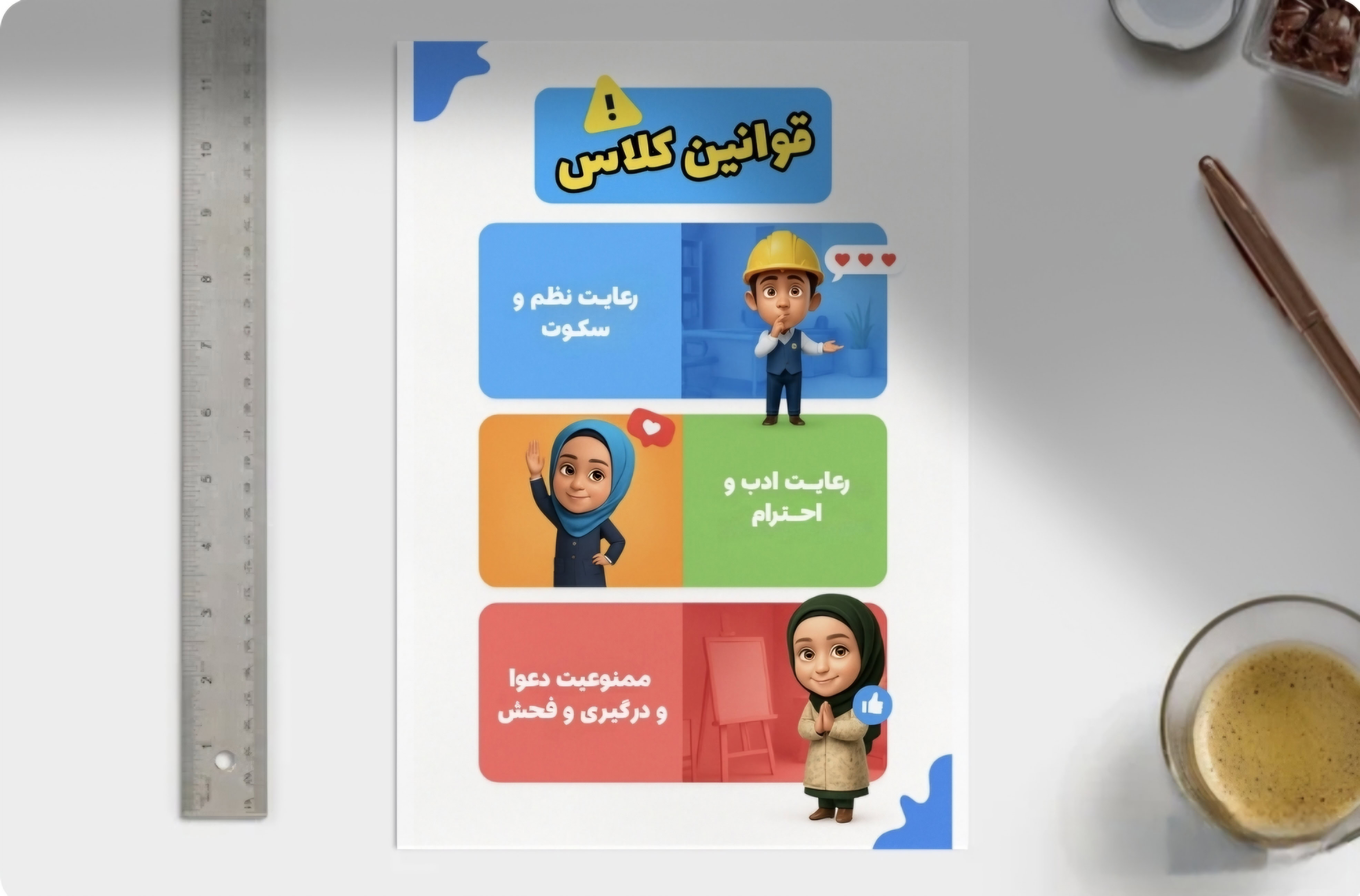 پوستر قوانین کلاسی – دانلود (مخصوص معلمان و کلاس‌های منظم!)