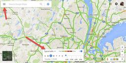 مشاهده‌ی آنی وضعیت ترافیک و الگوی ترافیکی منطقه در گوگل مپ