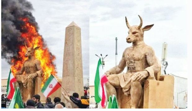 و این چنین بود که نماد گاو در ایران به آتش کشیده شد.