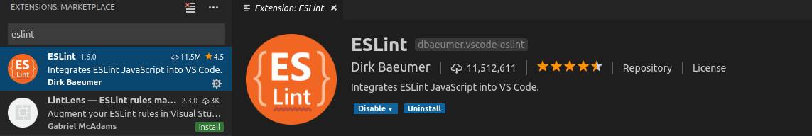 نصب eslint در VSCode