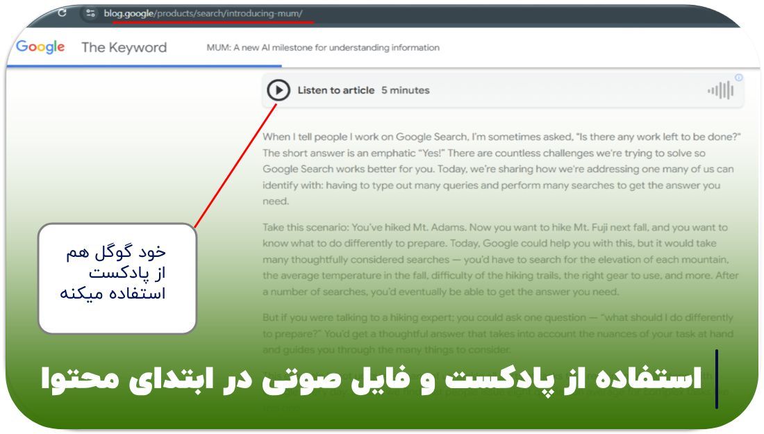 Use of podcasts in page content