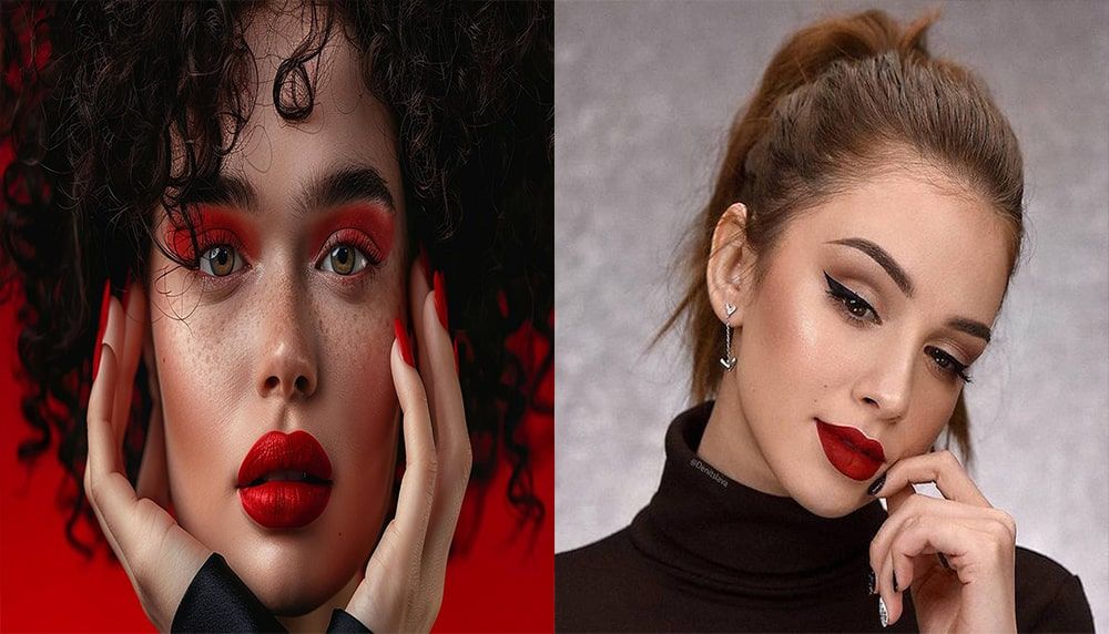 آرایش با رژ قرمز