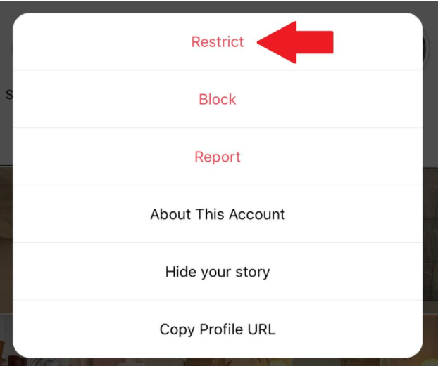 شکل 2: نحوه restrict کردن در اینستاگرام 