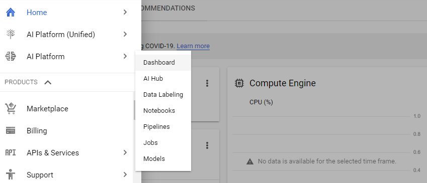 شکل ۶: انتخاب Notebooks در داشبورد
