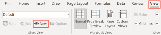 شکل ۲. رفتن به قسمت نمایش و کلیک بر روی New in Sheet View