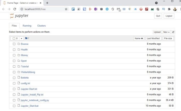 شکل ۸: Jupyter-Notebook روی مرورگر