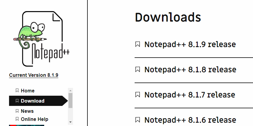 صفحه دانلود ++notepad