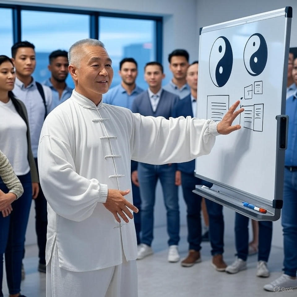 استاد تایچی در حال توضیح و تشریح بکلاگ محصول