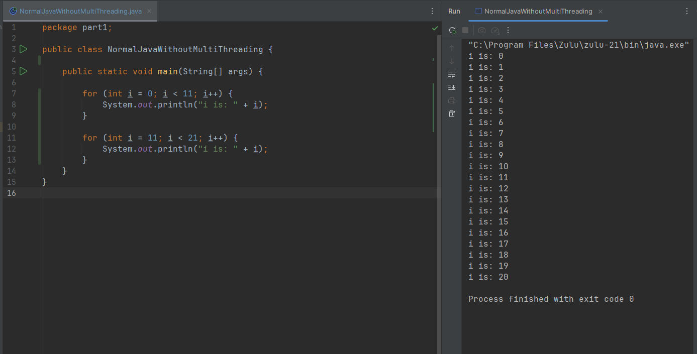 خروجی حلقه های for