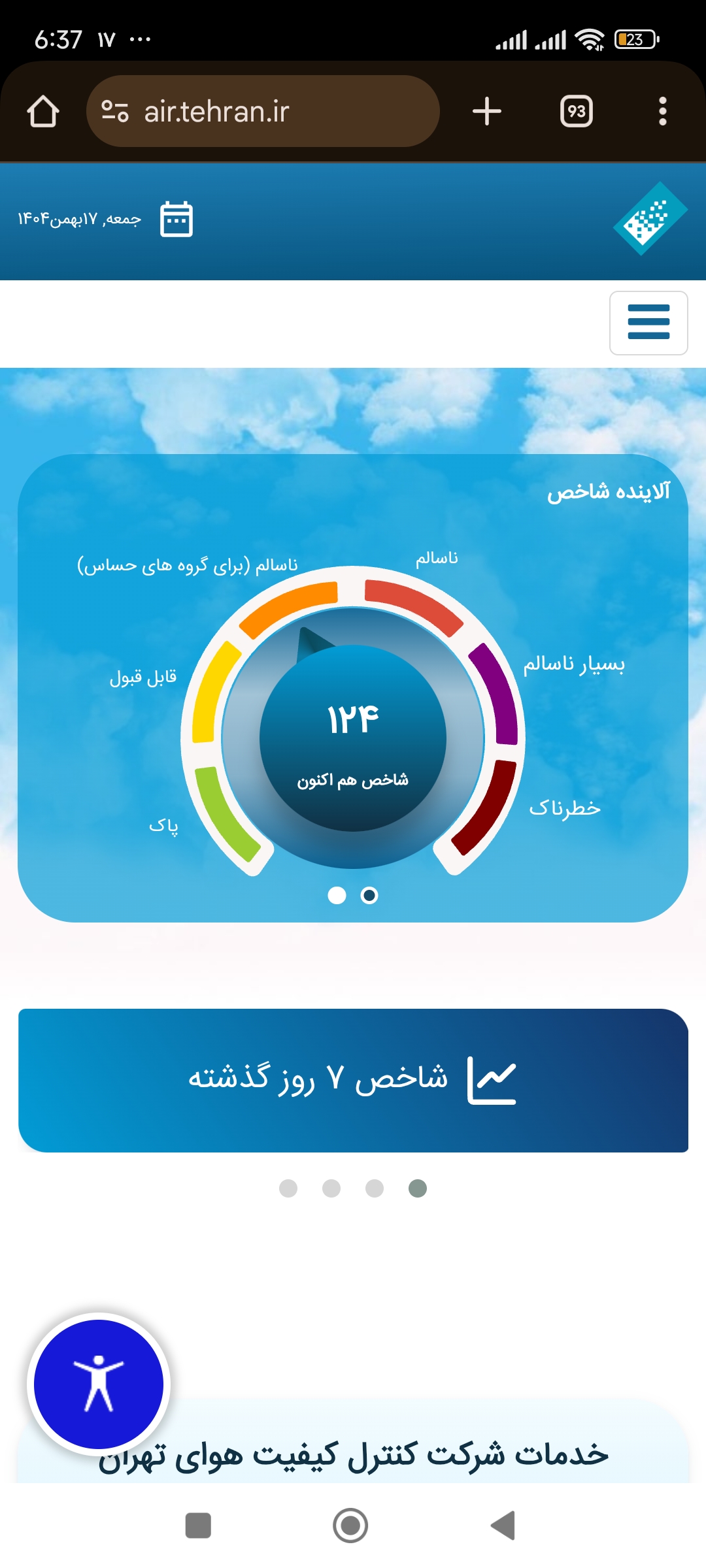 شاخص آلودگی هوای تهران