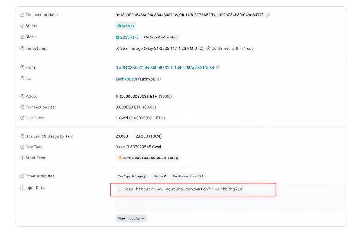 هکر داده های کوین بیس، با درج پیام و ویدیو در تراکنش‌های بلاک‌چینی، به شکلی آشکار ZachXBT را به سخره گرفت.