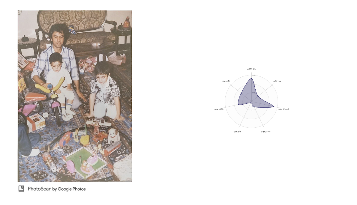 اون تصویر سمت چپ دائیمه که من روی پاش نشستم و اون پسره هم داداشم. اون پای توی تصویر هم نمیدونم برای کیه. اون نمودار سمت راست هم برای این گذاشتم که بدونین نمودارای چیزی که آورد یه چیزی شبیه همین بود.