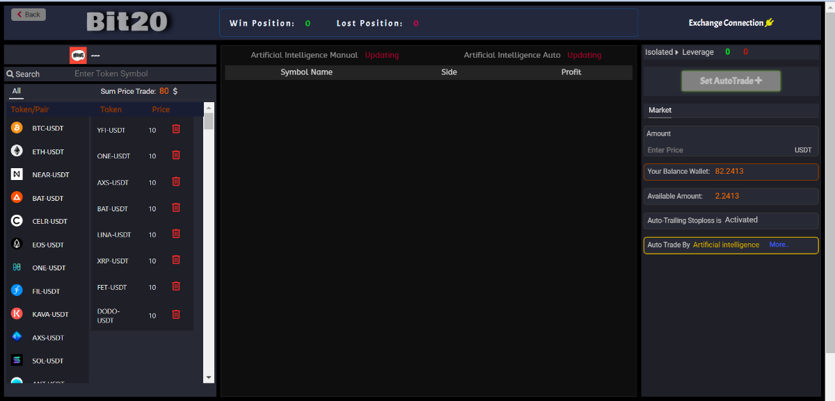 صفحه اتوترید پلتفرم هوش مصنوعی بیت20