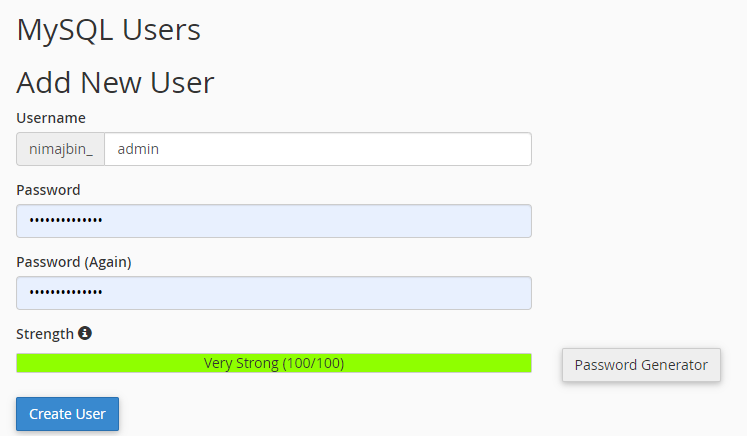 MySQL Add New User