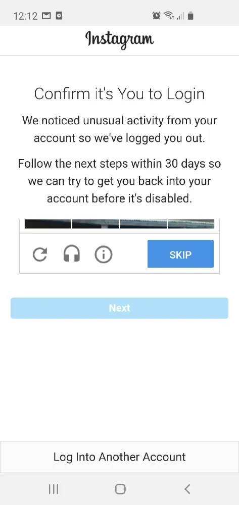 رفع خطای من ربات نیستم اینستاگرام