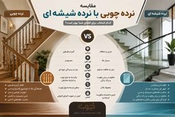 مقایسه نرده چوبی با نرده شیشه ای | کدام انتخاب برای فضای شما بهتر است؟