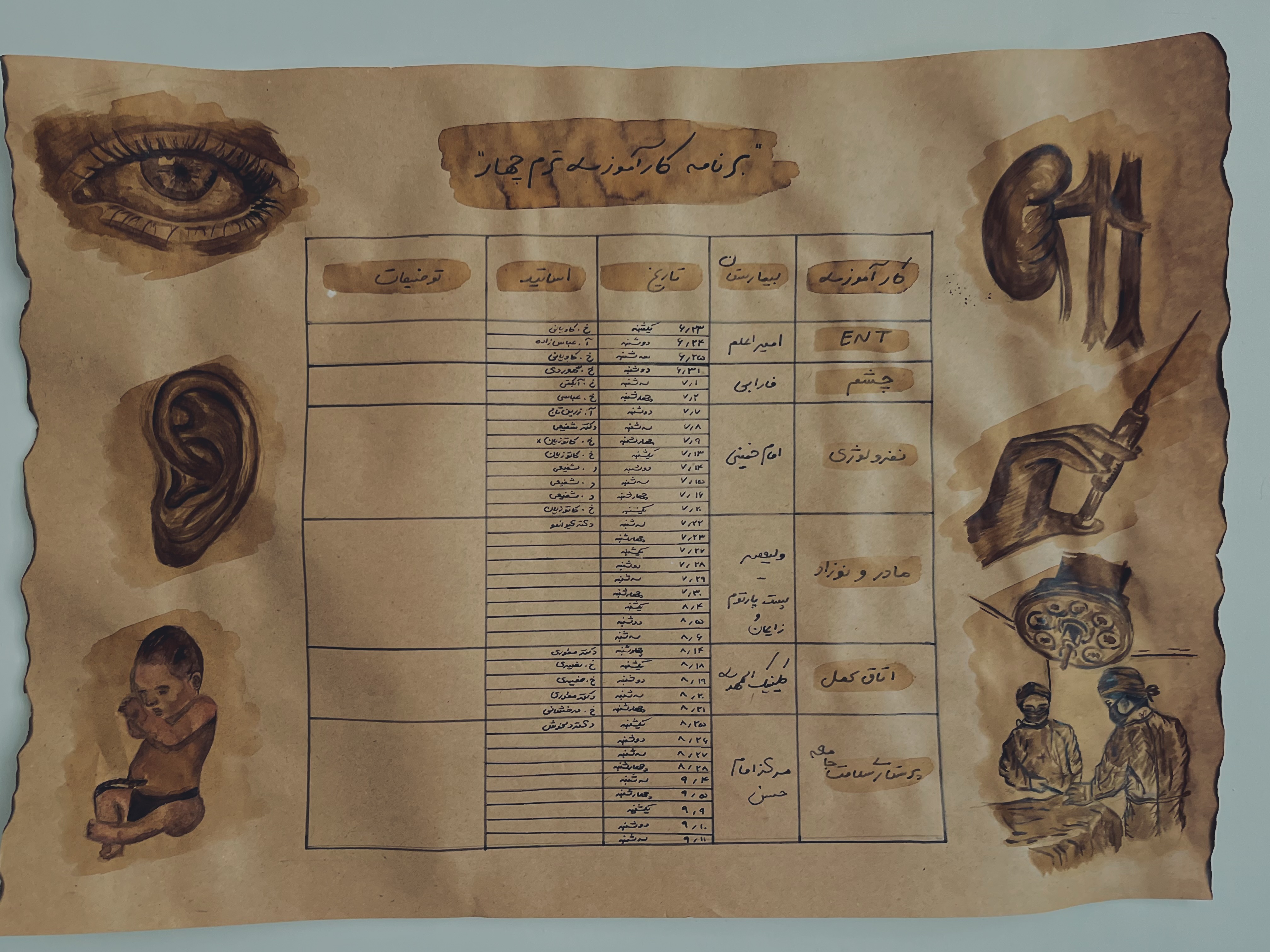 برنامه کاراموزی های ترم چهار-اثر من-آب مرکب-حدس میزنید چه بخش هایی رفتیم؟