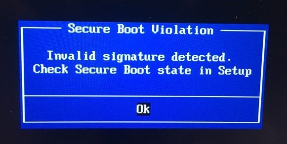 خطای فعال بودن Secure boot