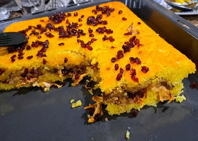 ته چین مرغ و بادمجان