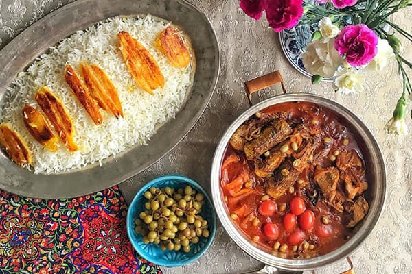 خورش بادمجان با برنج