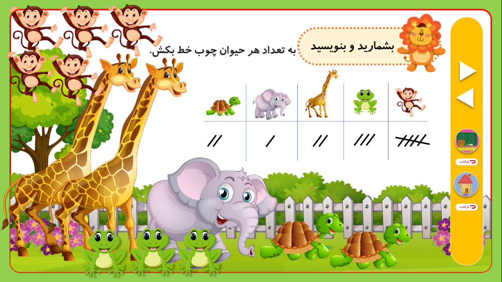 نمونه ی اسلاید طراحی شده برای دانش آموزان کلاس اول در تیم معلم پلاس