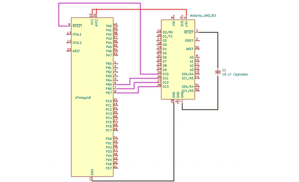 شماتیک مدار بین آردینو و میکروکنترلر
