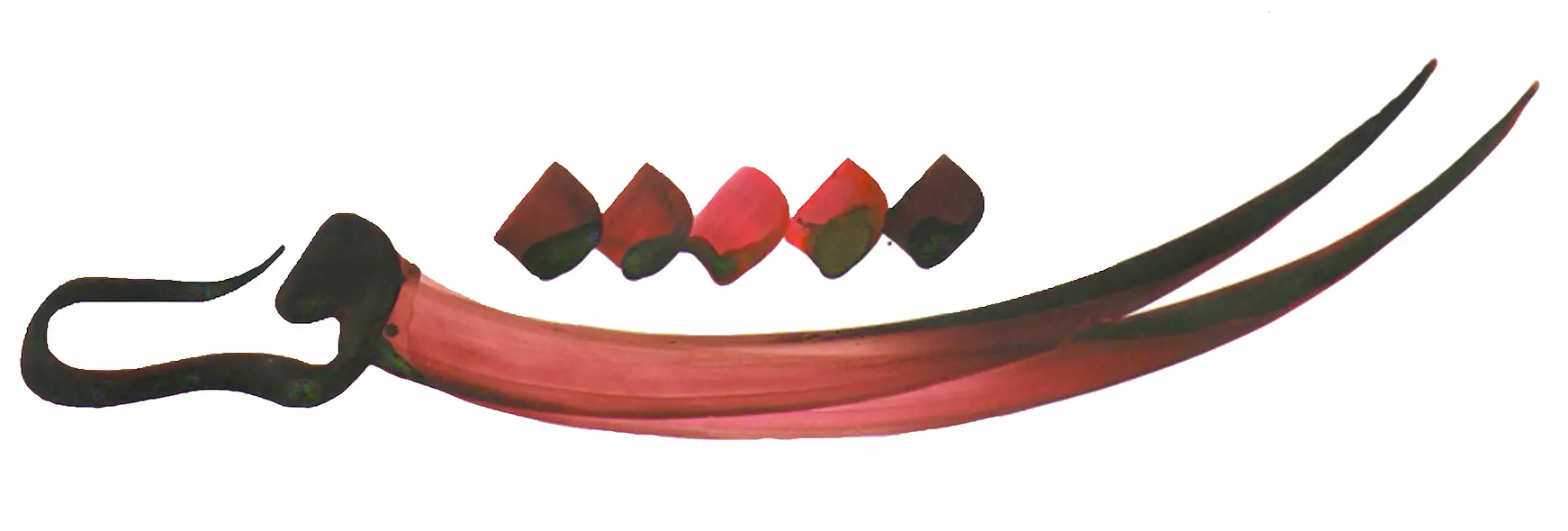 نقاشی خط شمشیر، اثر استاد علی اکبر خانجانی : عشق شمشیر است آنهم با دو سر، یکسرش بر خود زند یکسر دگر