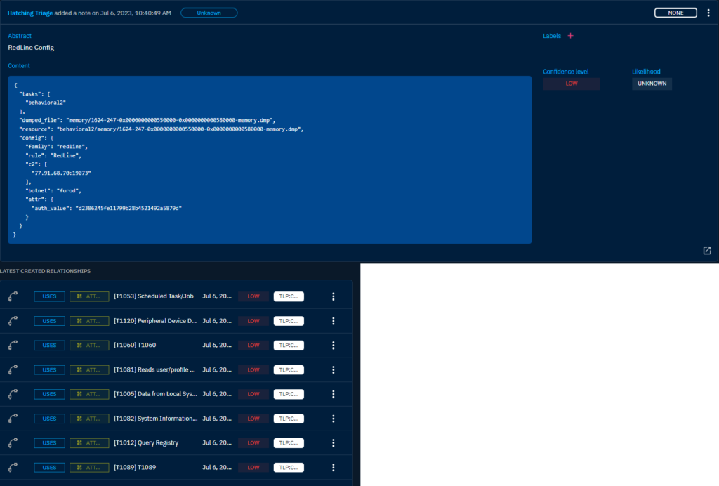 مثال غنی‌سازی یک آرتیفکت توسط Hatching Triage