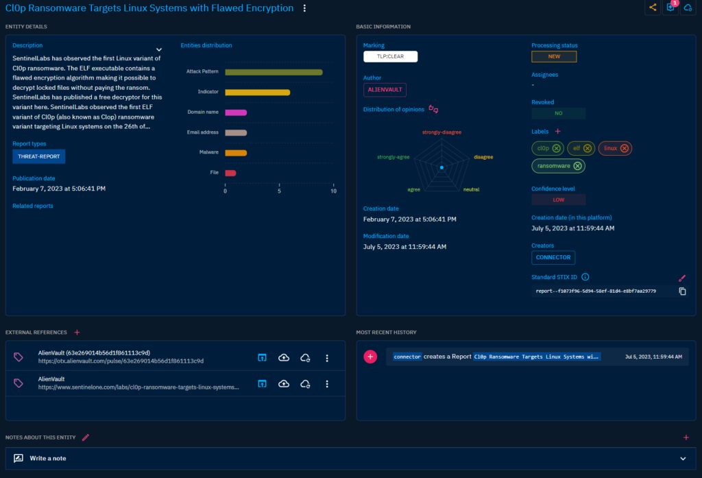 مثالی از گزارش تجزیه و تحلیل وارد شده از AlienVault