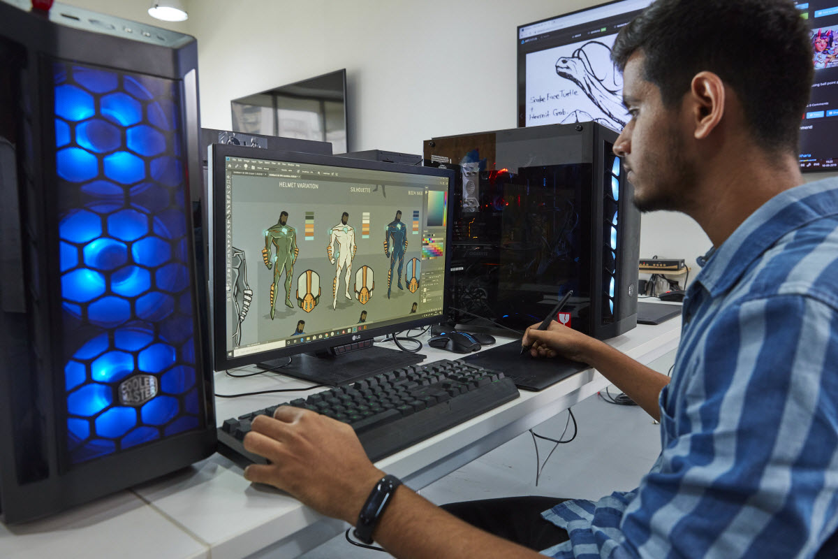 تصویری از طراحی کانسپت یک شخصیت در استودیو بازی سازی