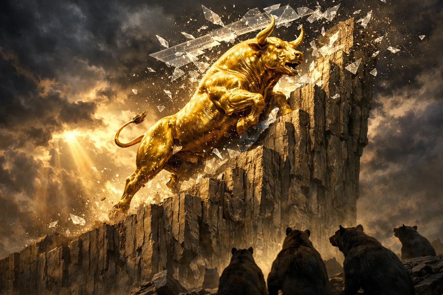 رشد طلا، خرس ها درحال تماشای بازار گاوی!!