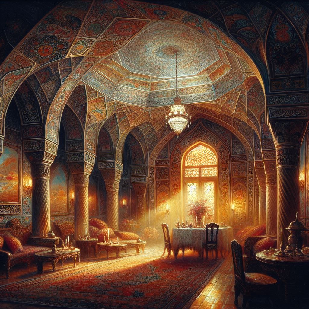 به هوش مصنوعی بینگ گفتم یک نقاشی از یه اتاق نیمه روشن در شب میخوام که مکانش هم ایران باشه. حاصل تلاشش این شد :)