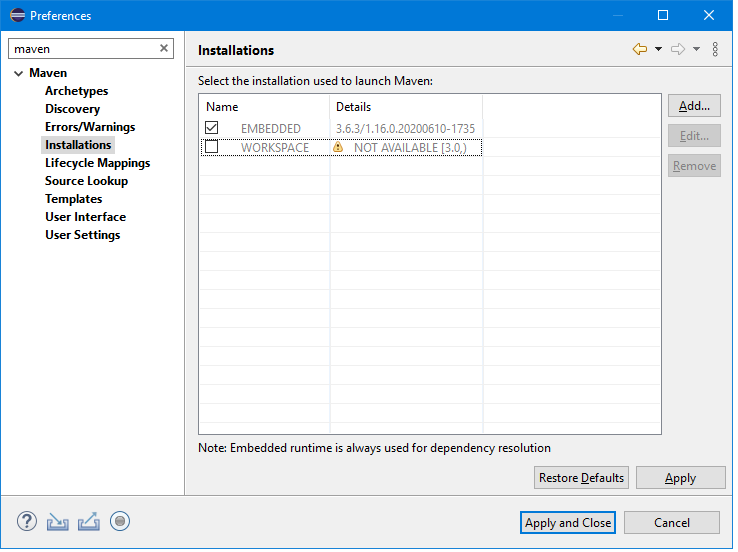 تنظیمات نصب Maven در Eclipse IDE