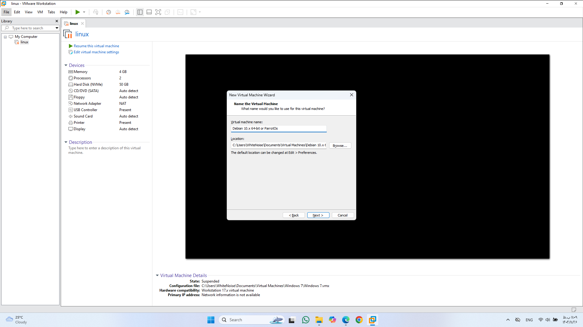 مرحله پنجم اسم سیستم عامل و محل نصب را انتخاب میکنیم