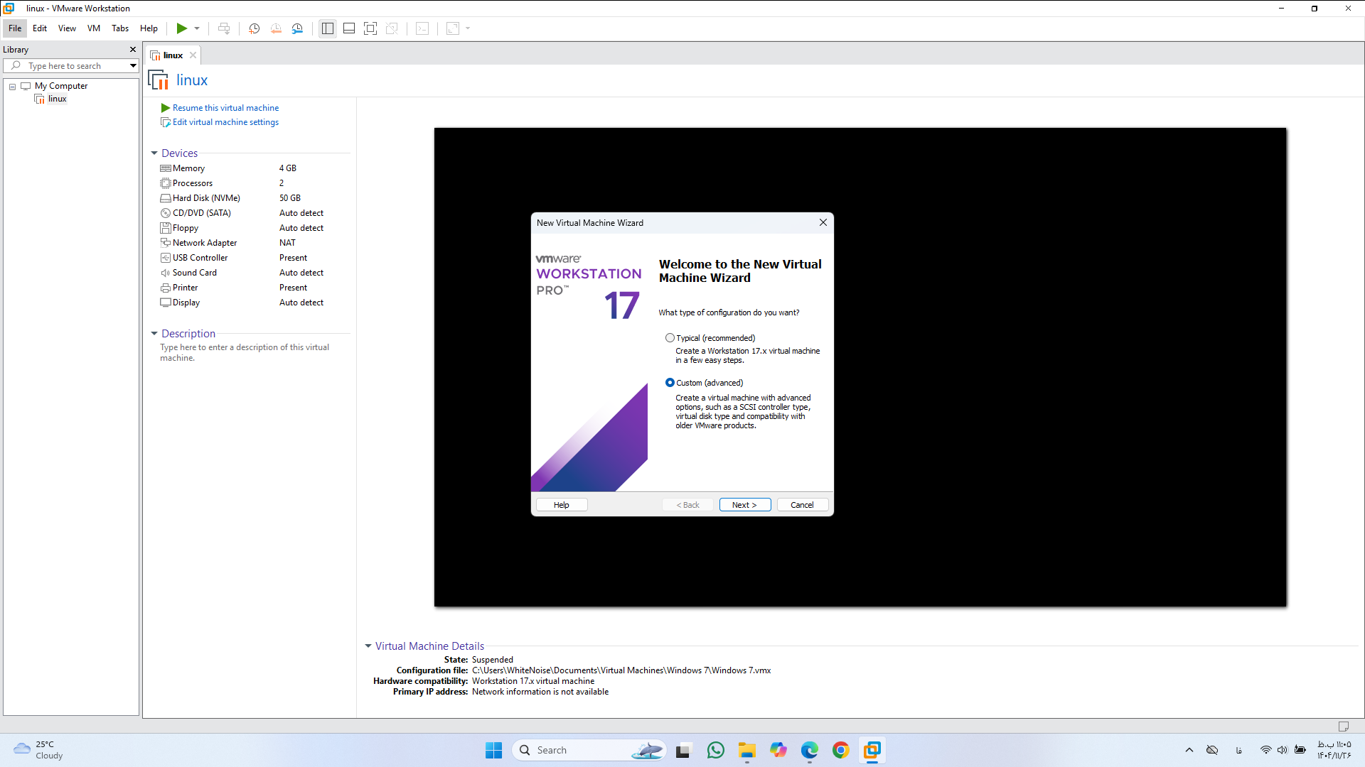 مرحله اول تنظیمات سفارشی را انتخاب میکنیم