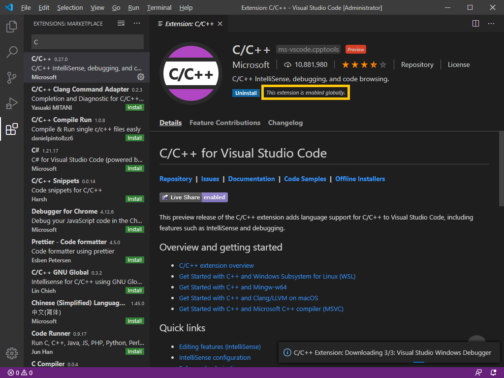 code in c visual studio