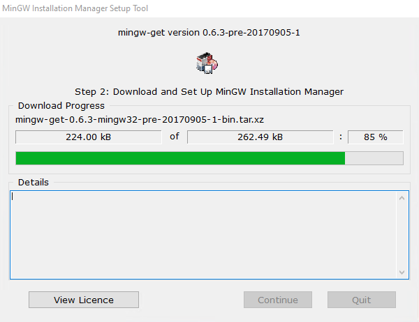 در حال دانلود MinGW Installation Manager