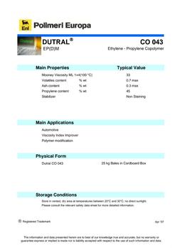 افزودنی پلیمری دوترال ۰۴۳