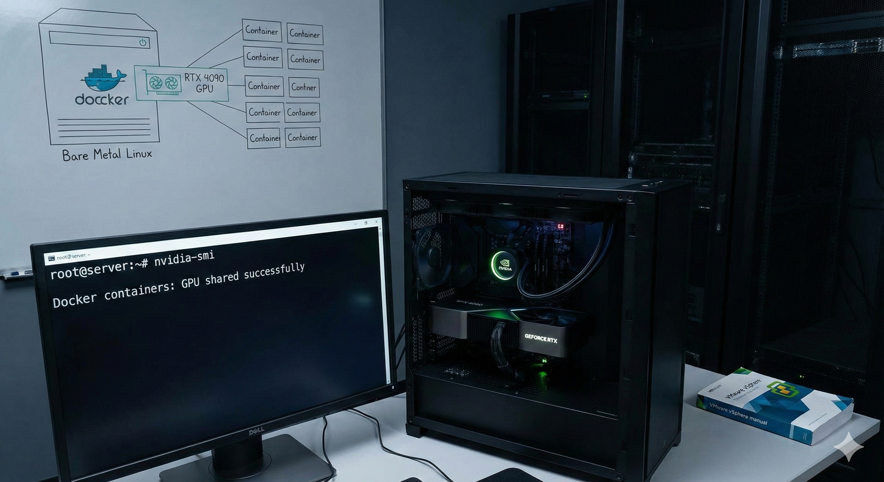 به اشتراک گذاری کارت گرافیک در داکر یا esx و vmware.