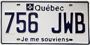 پلاک های ماشین در Quebec