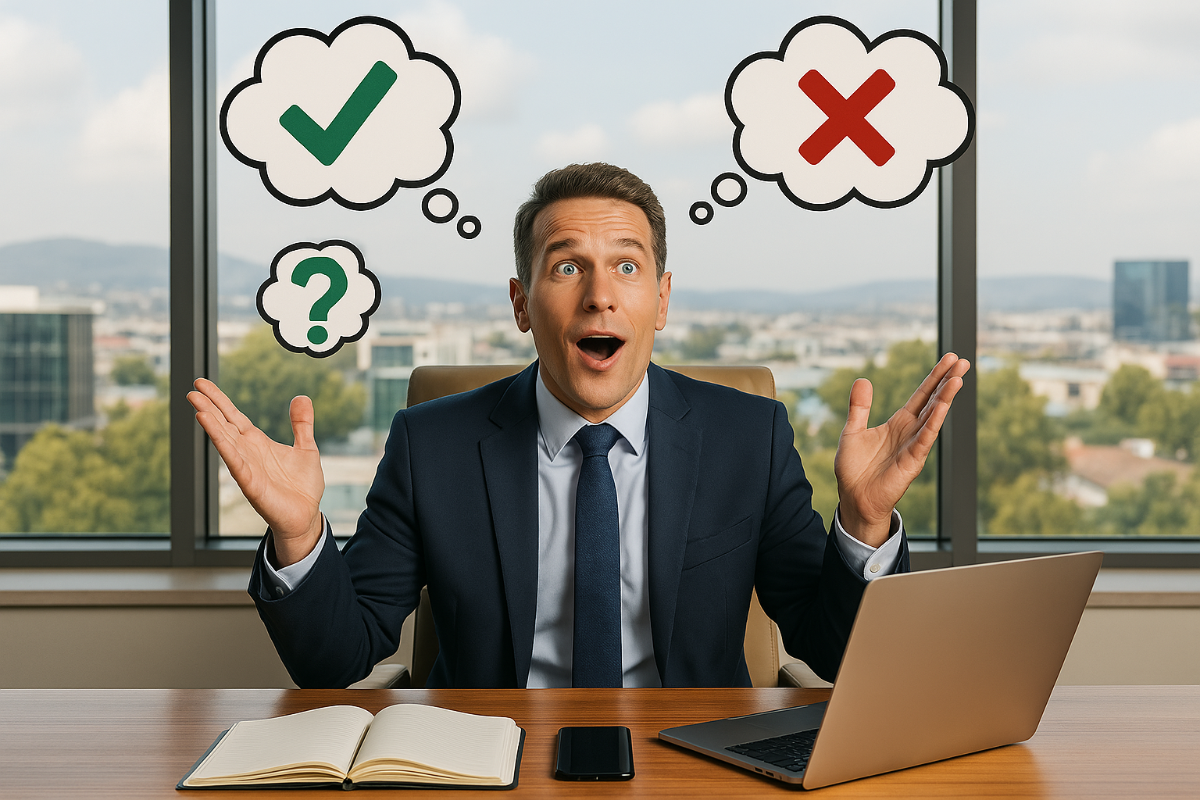 یک صاحب کسبوکار در حال تعجب و هیجان