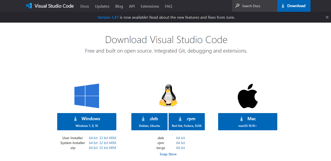 یکی از مزیت های مهم VSCode، انتشار آن برای سه سیستم عامل مهم PC است