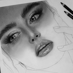 نقاشی چهره سیاه قلم / بهاره آغول