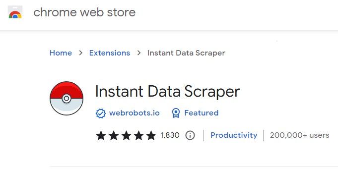 افزونه Instant Data Scraper