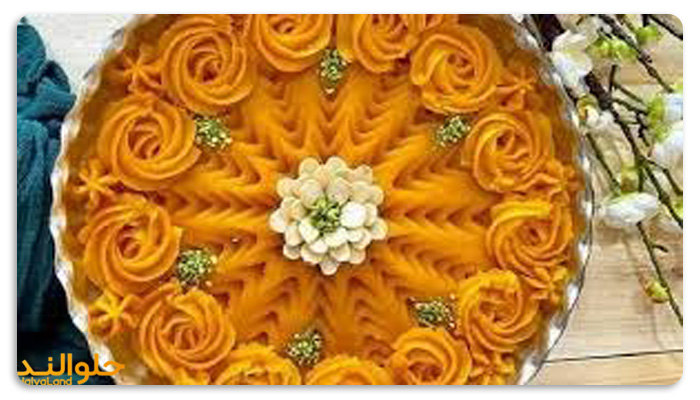 عکس حلوای زعفرانی با تزیین مجلسی