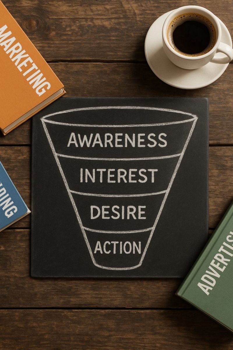 قیف فروش بر اساس مدل بازارابی AIDA