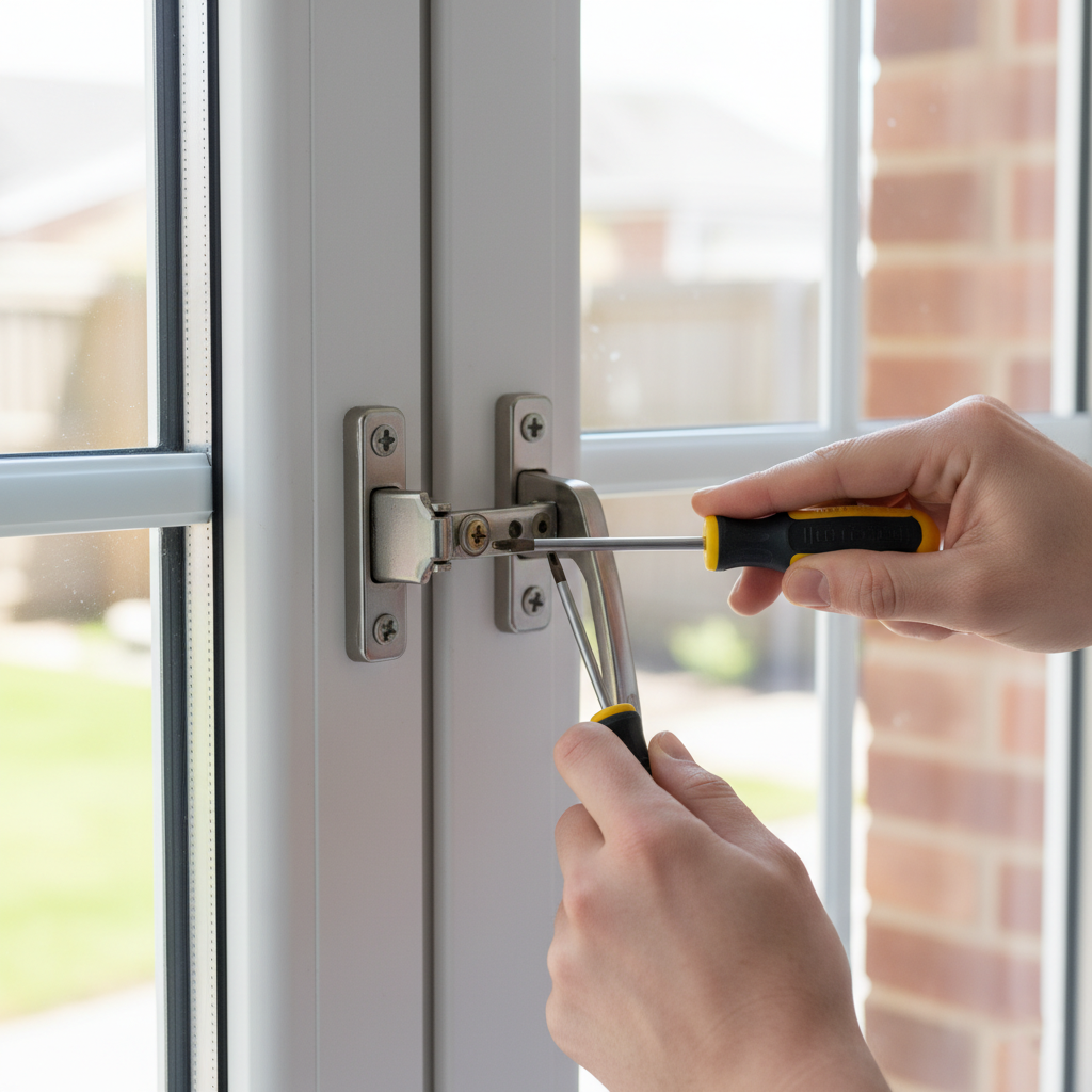 رگلاژ و تعمیر لولای پنجره دوجداره UPVC